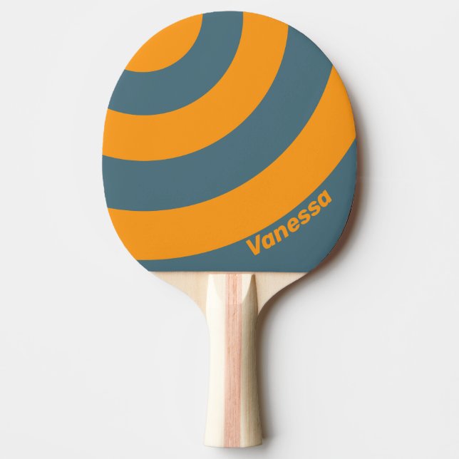Retro Sunshine Three Circle Stripe with Name Tischtennis Schläger (Vorderseite)