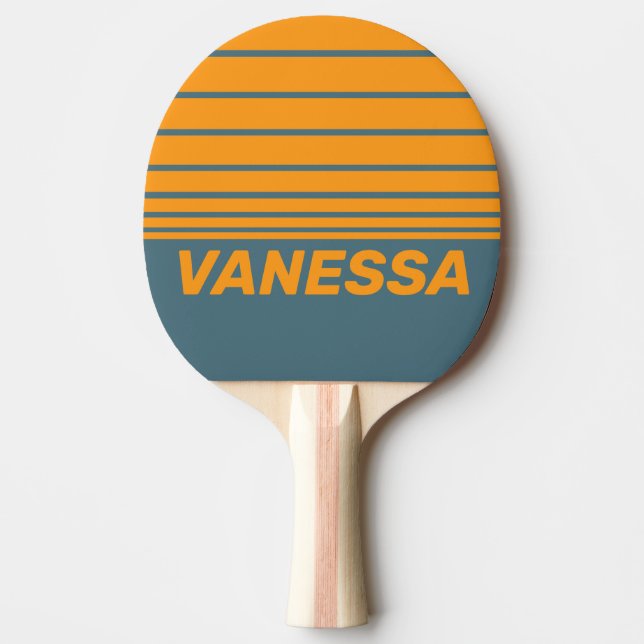 Retro Sunshine Three Horizon Striping with Name Tischtennis Schläger (Vorderseite)