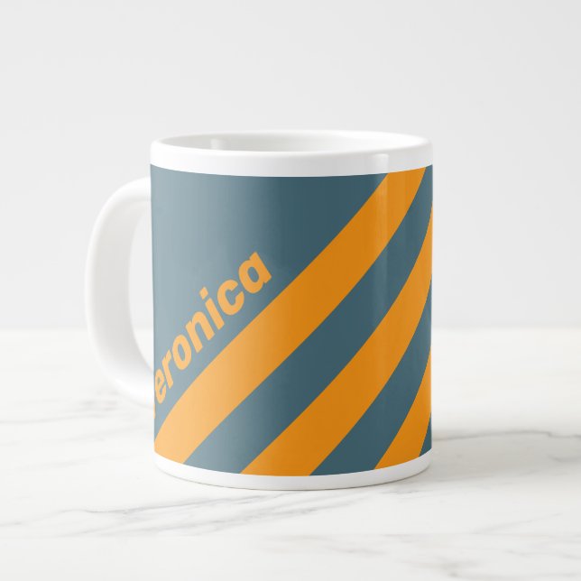 Retro Sunshine Three Stripes with Name Jumbo-Tasse (Vorderseite Links)