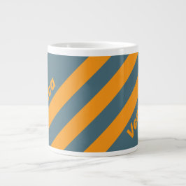 Retro Sunshine Three Stripes with Name Jumbo-Tasse