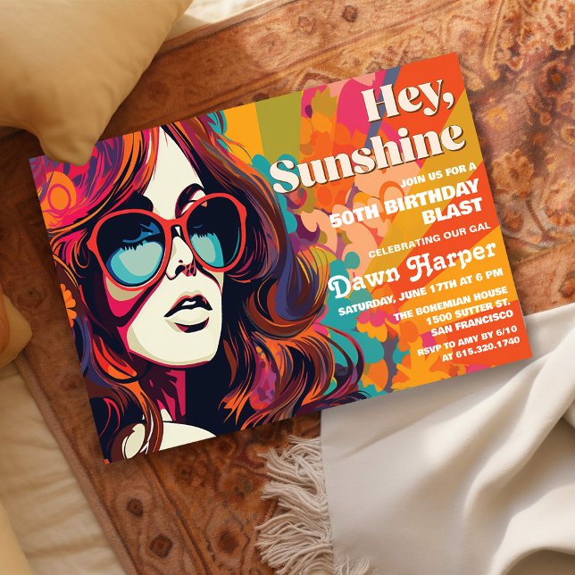 Retro Super 60s les années 70 Invitation (Créateur téléchargé)