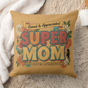 Retro Super Mama Florale Ästhetik - Jeden Tag Kissen