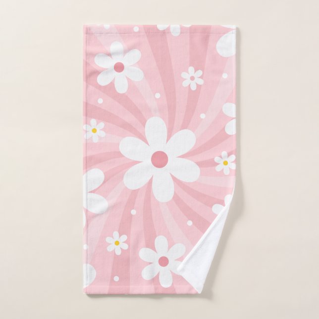 Retro Super rose soleil marguerite florale hippie (Serviette à main)