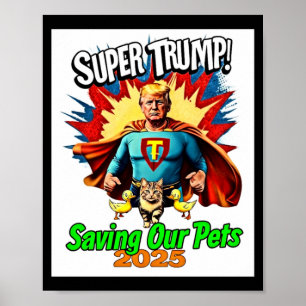Retro Super Trump 2025 schützt unsere Katzen und E Poster