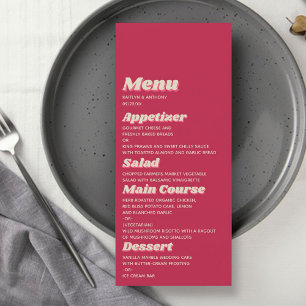 Retro Super Viva Magenta des années 70 Menu Mariag