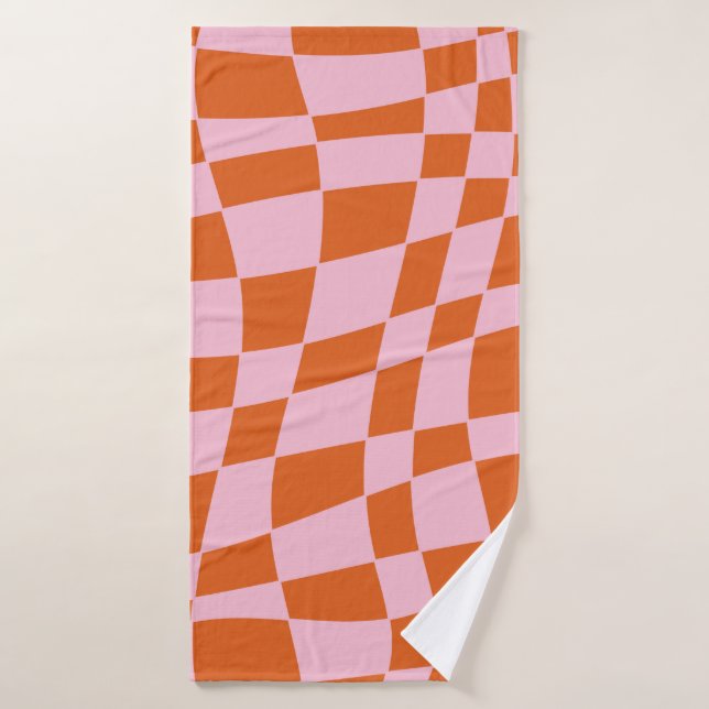 Retro Super Wavy Psychedelic Checkerboard Vérifier (Serviette de bain)