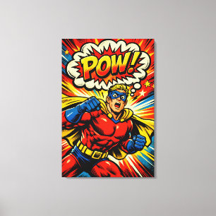 Retro-Superheld POW! Comic-Book-Pop-Art Leinwanddruck