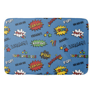 Retro Superheld scherzt Muster Badematte