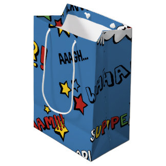 Retro Superheld scherzt Muster Mittlere Geschenktüte
