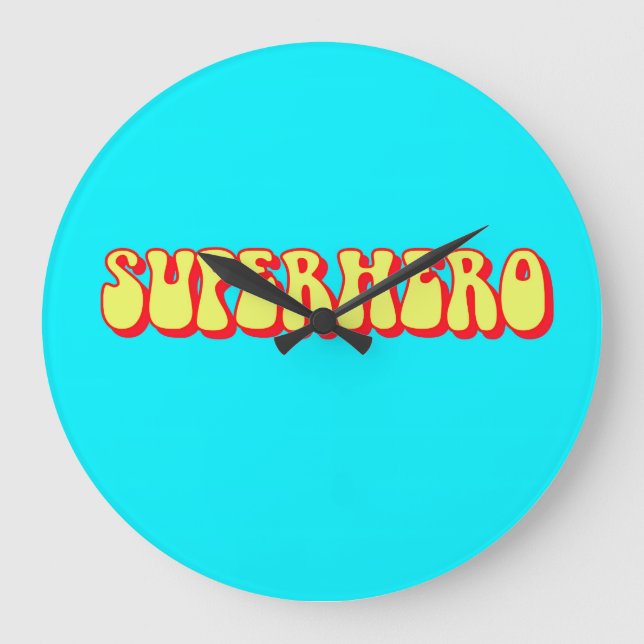 Retro Superhero Große Wanduhr (Vorderseite)