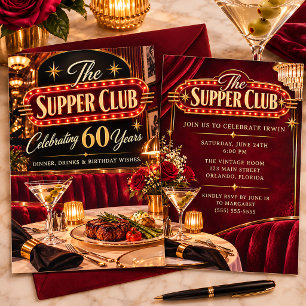 Retro Supper Club 60. Geburtstag Einladung