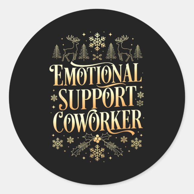 Retro Suprt Coworker Ugly Christmas Saying Quote  Runder Aufkleber (Vorderseite)