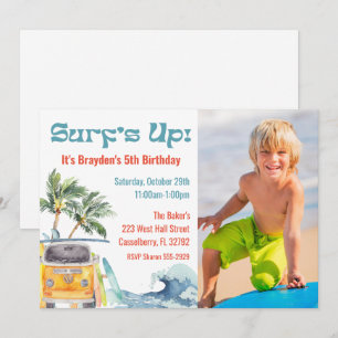 Retro Surf Anniversaire Invitations de fête Photo