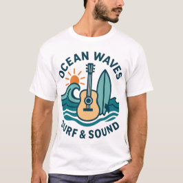 Retro Surf Guitar Illustration T-Shirt