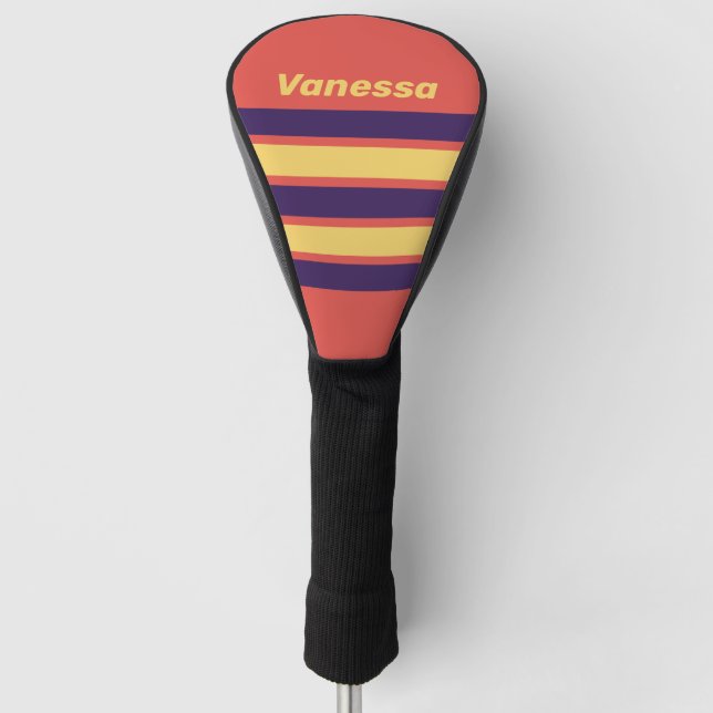 Retro Surf Sunset Across Striping with Name Golf Headcover (Vorderseite)
