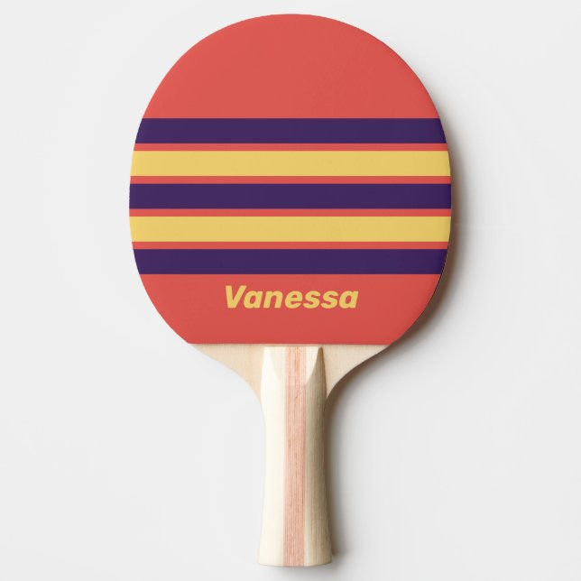 Retro Surf Sunset Across Striping with Name Tischtennis Schläger (Vorderseite)