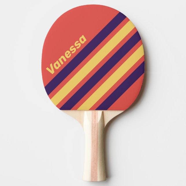 Retro Surf Sunset Angled Striping with Name Tischtennis Schläger (Vorderseite)