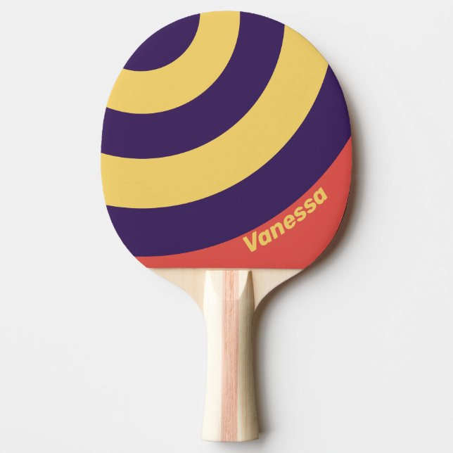 Retro Surf Sunset Circle Stripe with Name Tischtennis Schläger (Vorderseite)