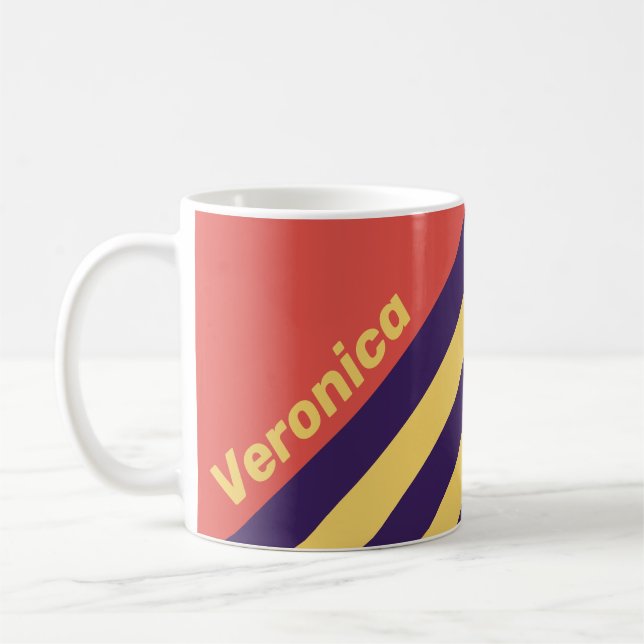 Retro Surf Sunset Stripes with Name Kaffeetasse (Links)