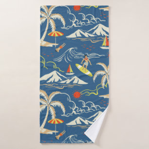 Retro Surf Tropical Pattern Badehandtuch