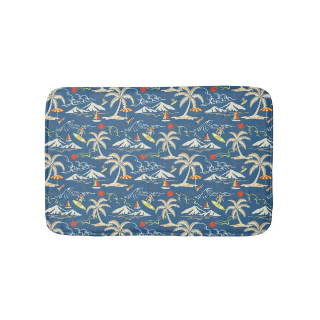 Retro Surf Tropical Pattern Badematte (Vorderseite)