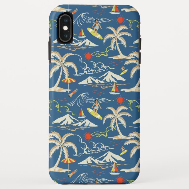Retro Surf Tropical Pattern Case-Mate iPhone Hülle (Rückseite)