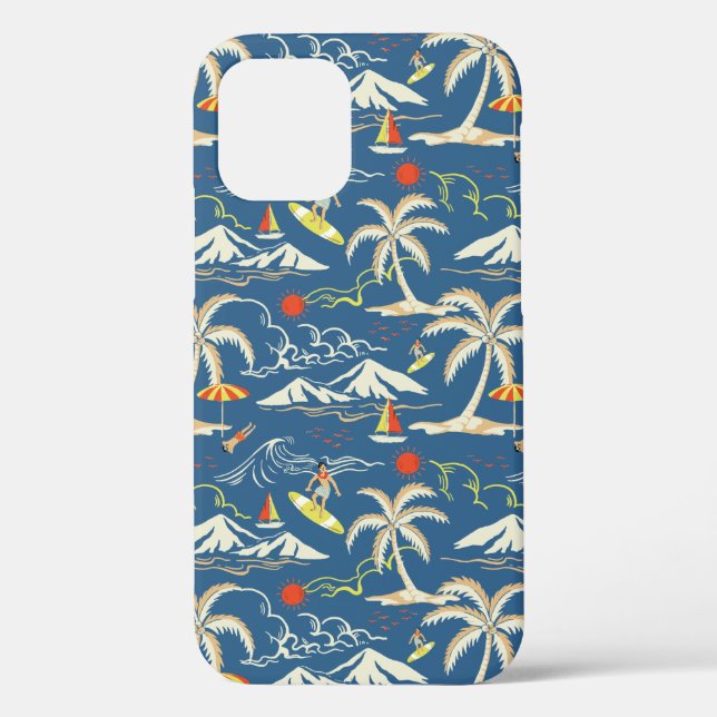 Retro Surf Tropical Pattern Case-Mate iPhone Hülle (Rückseite)