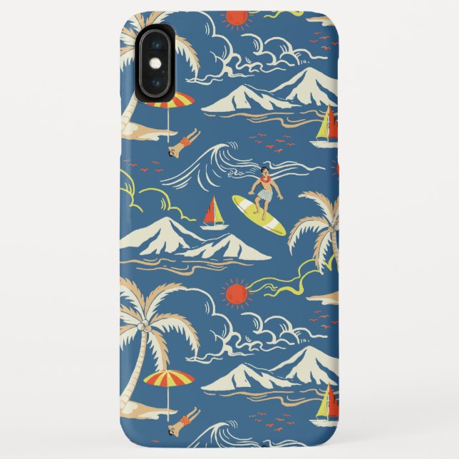 Retro Surf Tropical Pattern Case-Mate iPhone Hülle (Rückseite)
