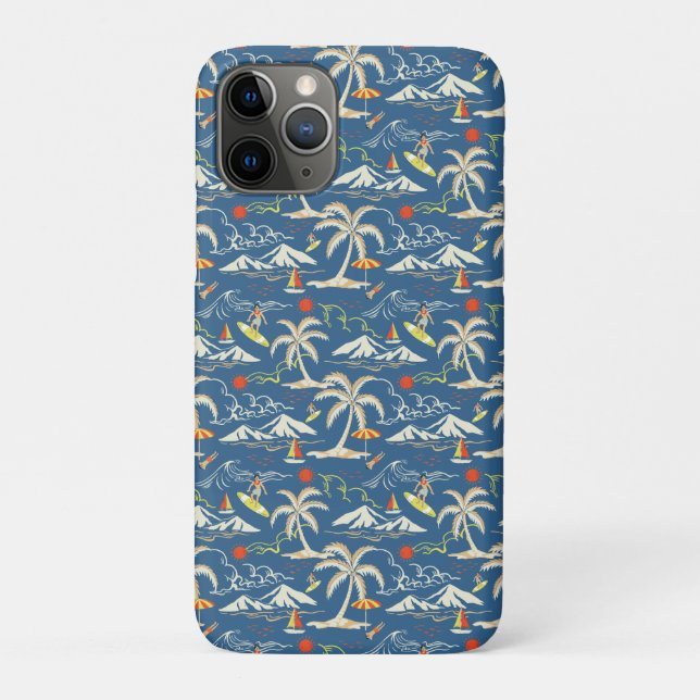 Retro Surf Tropical Pattern Case-Mate iPhone Hülle (Rückseite)