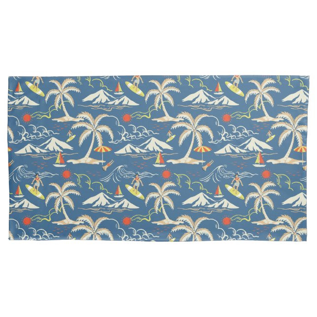 Retro Surf Tropical Pattern Kissenbezug (Vorderseite)