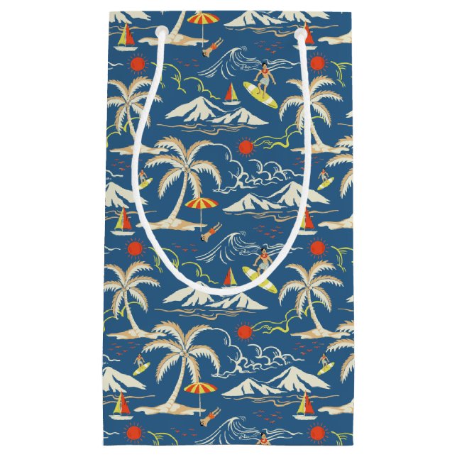 Retro Surf Tropical Pattern Kleine Geschenktüte (Vorderseite)