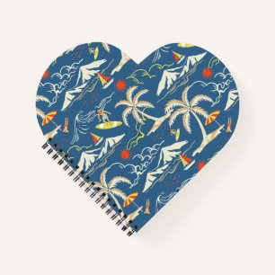 Retro Surf Tropical Pattern Notizbuch