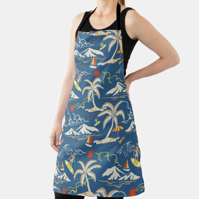 Retro Surf Tropical Pattern Schürze (InSitu)