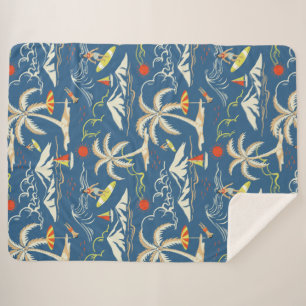 Retro Surf Tropical Pattern Sherpadecke