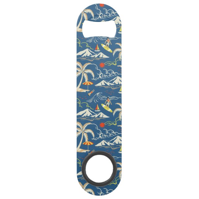 Retro Surf Tropical Pattern Speed Flaschenöffner (Vorderseite)