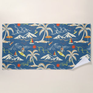 Retro Surf Tropical Pattern Strandtuch