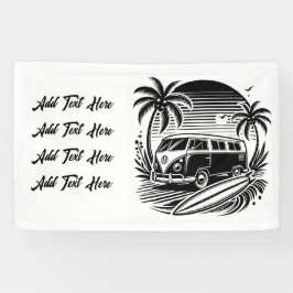 Retro Surf Van & Palm Trees Banner