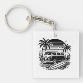 Retro Surf Van & Palm Trees Design Schlüsselanhäng Schlüsselanhänger