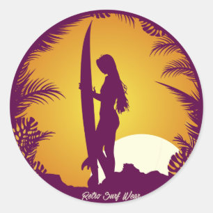 Retro Surf Wear Runder Aufkleber