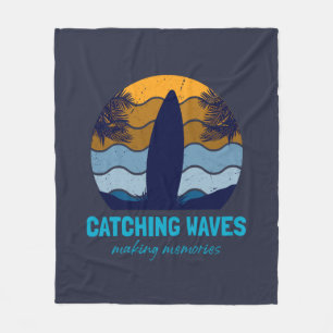 Retro Surfboard Beach Art Fleecedecke
