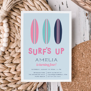 Retro Surfboards Anniversaire Fête Invitation