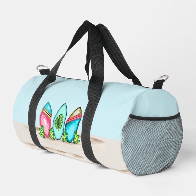 Retro-Surfboards, rosa, Duffle Bag (Rechte Ecke)