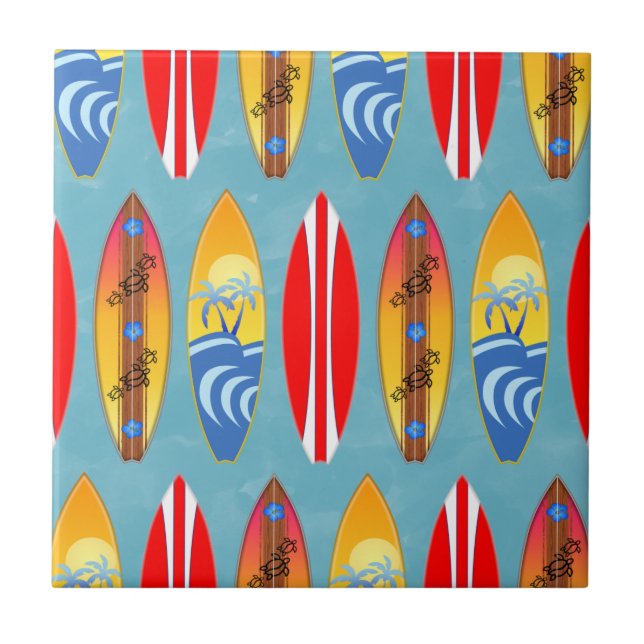 Retro-Surfbretter Fliese (Vorderseite)