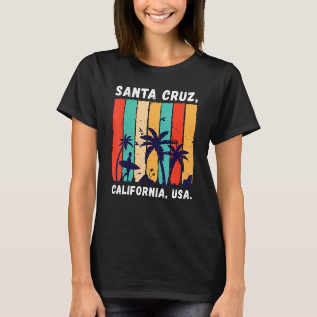 Retro Surfbretter Palmen Surfen Spot Santa Cruz T-Shirt (Vorderseite)