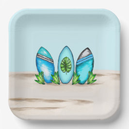 Retro-Surfbretter Pappteller