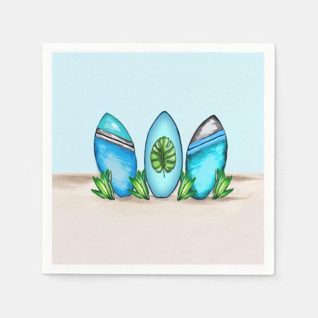 Retro-Surfbretter Serviette (Vorderseite)