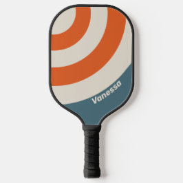 Retro SurfCircle Streifen mit Namen Pickleball Schläger