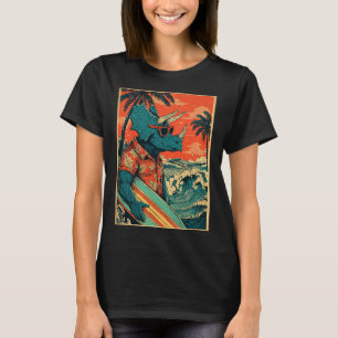 Retro Surfen Dinosaurier Hawaii Sommer Triceratops T-Shirt