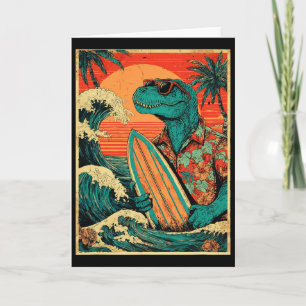 Retro-Surfen Tyrannosaurus Hawaiian Sommer Dinosau Karte