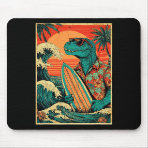 Retro Surfen Tyrannosaurus Hawaiian Sommer Dinosau Mousepad